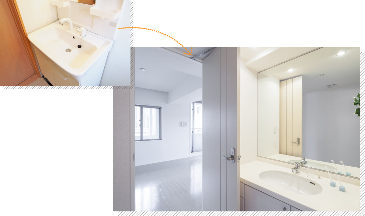 洗面化粧台のリフォーム例